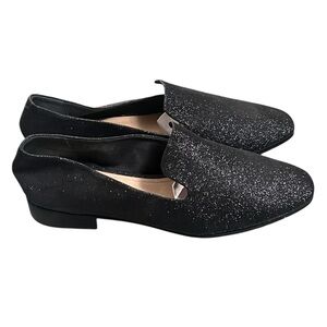 Schutz black diamond shine glitter loafers